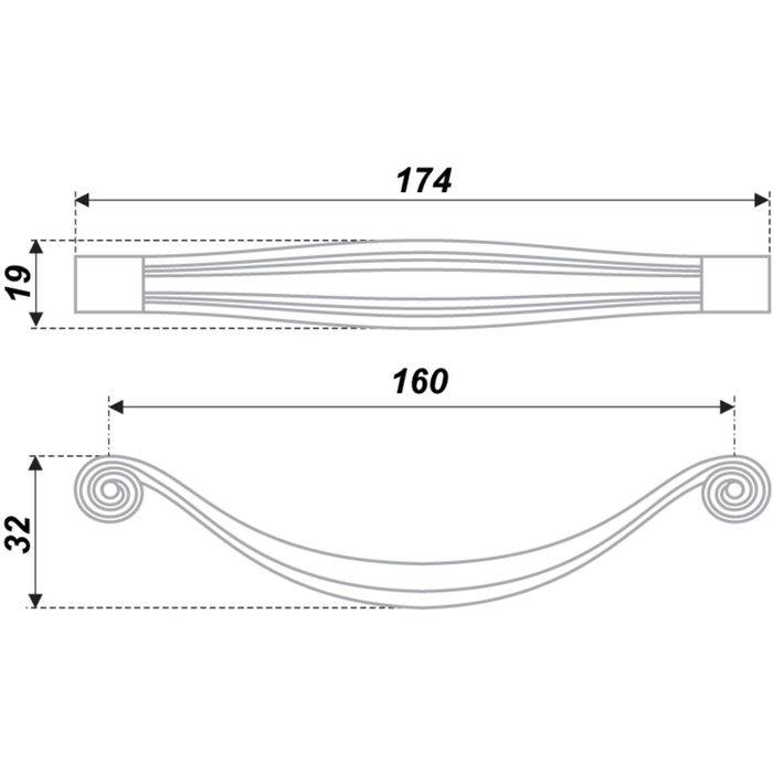 Ручка-скоба BOYARD RS427BAC.4, 160 мм, цвет античная медь