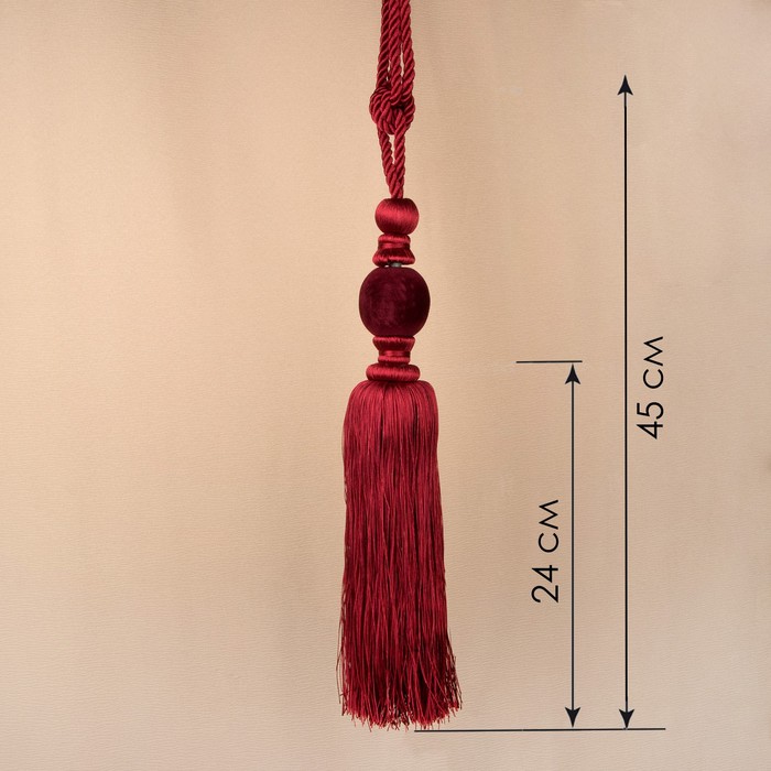 Кисть для штор "Есения", L-78(±1)см, 140, цвет бордовый