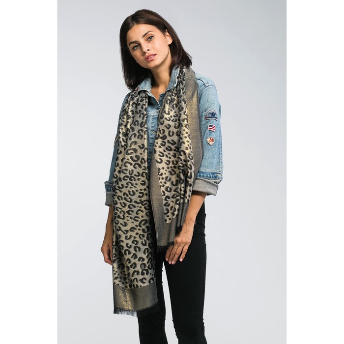 Палантин женский "Этель" Диара 70* 180 см, цв. синий, 80% х/б,10% акрил,10% вискоза