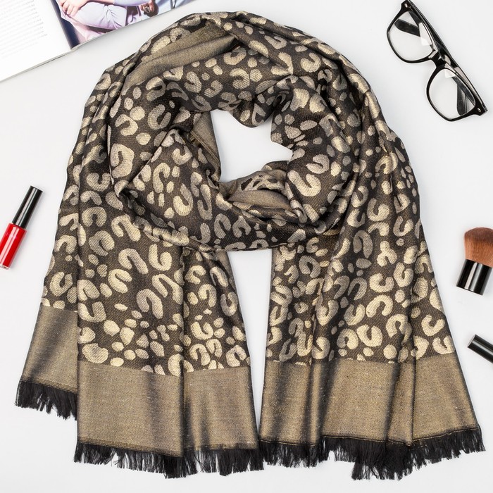 Палантин женский "Этель" Диара 70* 180 см, цв. синий, 80% х/б,10% акрил,10% вискоза