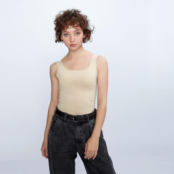 Бесшовная майка ONLITOP р-р L, бежевый,90% нейлон,10% эластан