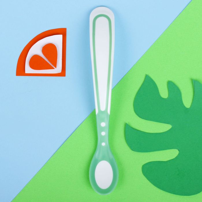 Ложка детская термочувствительная для кормления, от 5 мес., цвет зелёный
