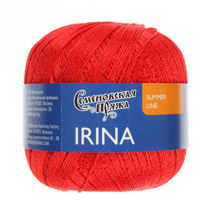 Пряжа Irina (Ирина) 66% мерсериз.хлопок, 34% вискоза 334м/100гр (213 кармин)