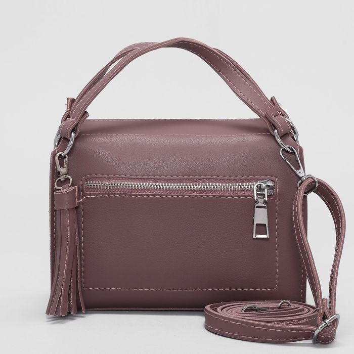 Сумка женская, отдел на магнитах, наружный карман, регулируемый ремень, цвет пудровый