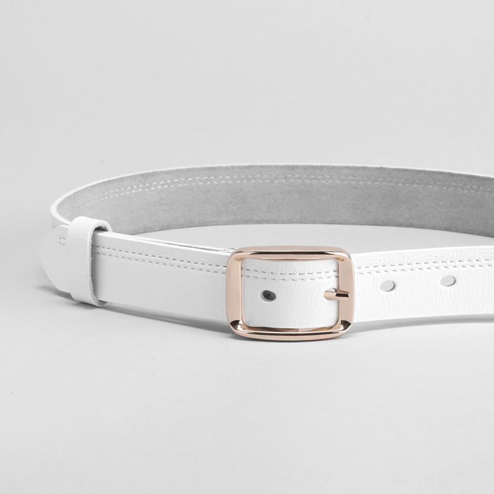 Ремень женский, гладкий, 2 строчки, ширина - 3 см, цвет белый