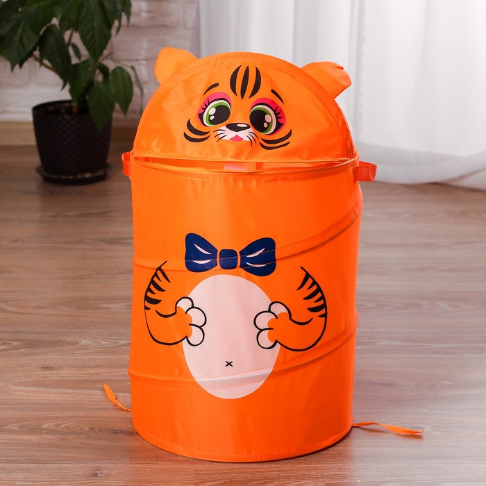 Корзина для игрушек "Тигр" с ручками и крышкой