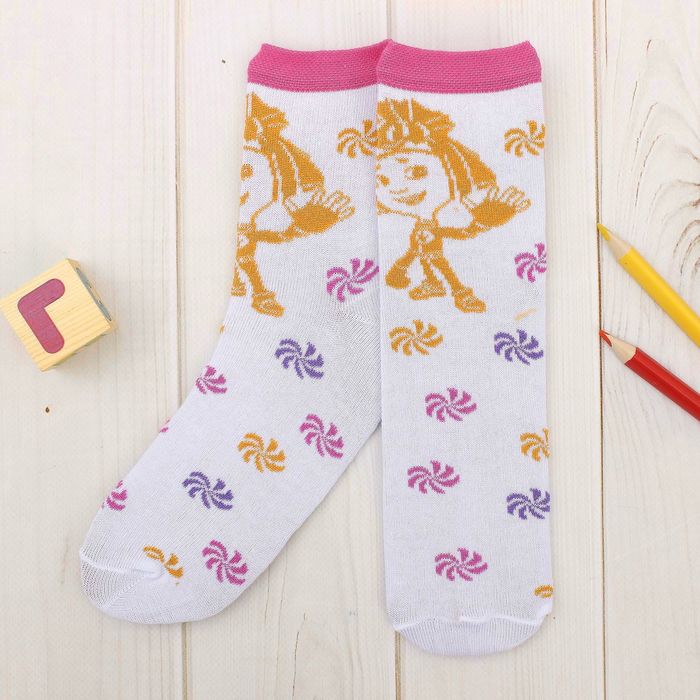 Носки детские ФИКСИКИ"Симка"бел.р-р14-16см,2-3года,80% хл.,17% п/э, 3% эл.