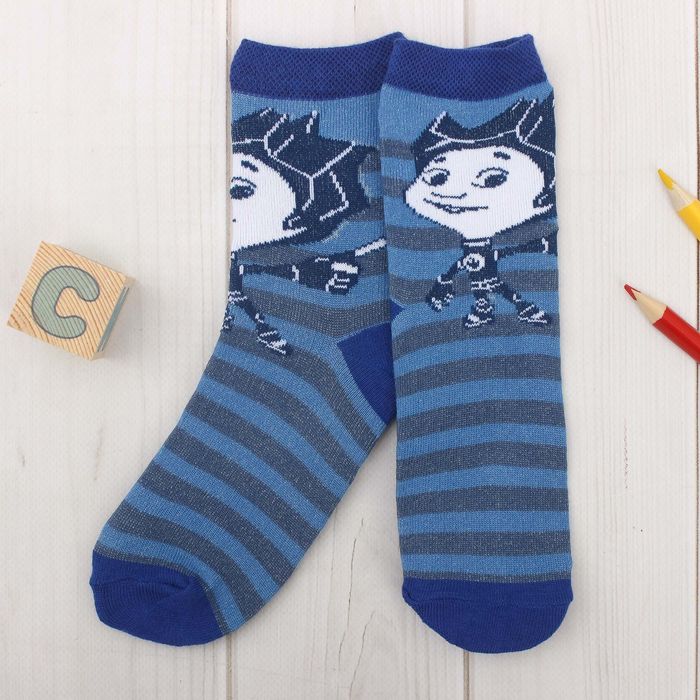 Носки детские ФИКСИКИ "Нолик" син., 16-18 см, 4-6 лет, 80% хл, 17% пэ, 3% эл.