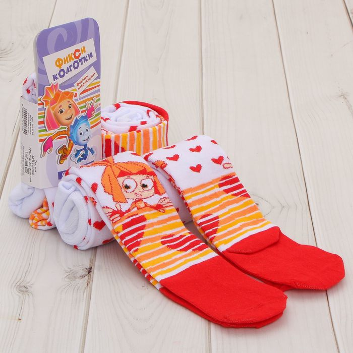 Колготки детские ФИКСИКИ "Симка" бел, р-р 104-110 см, 4-5 лет, 80% хл, 17% п/э, 3% эл