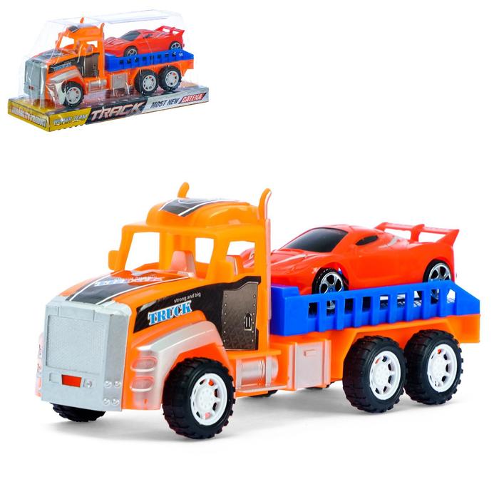 Грузовик инерционный «Перевозчик» с автомобилем, цвета МИКС грузовик инерционный перевозчик с погрузчиком цвета микс