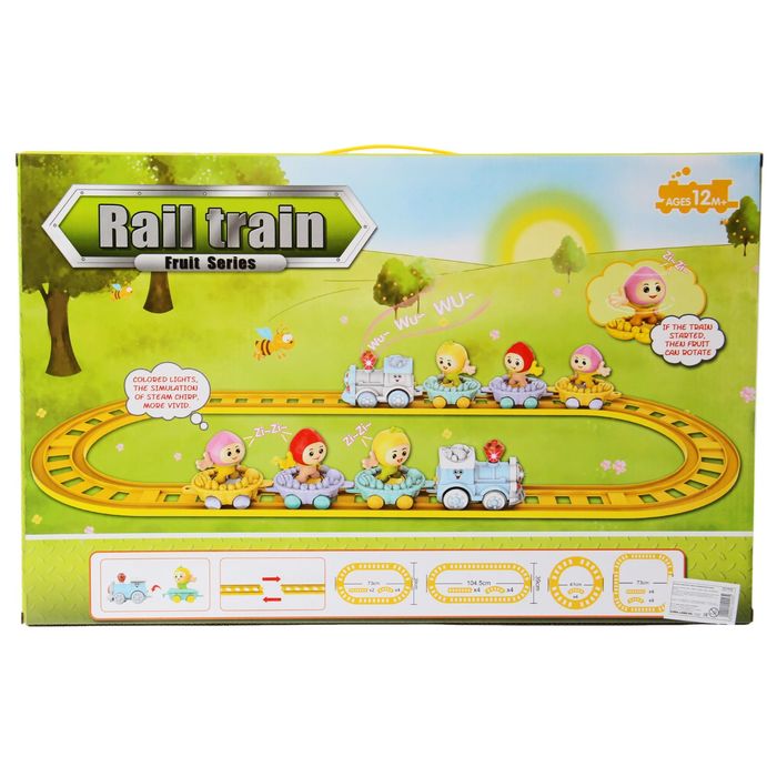 Железная дорога "Веселое путешествие", работает от батареек, свет и звук, цвета МИКС