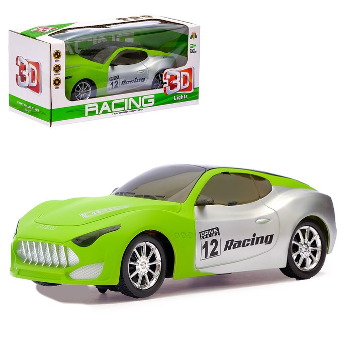 Машина "Гонка", работает от батареек, световые и звуковые эффекты, МИКС