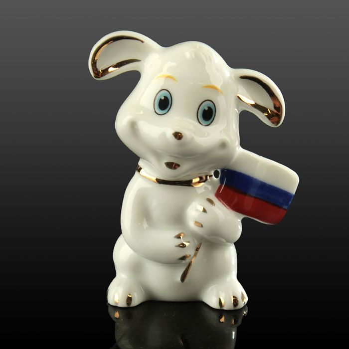 Сувенир керамика "Щеночек с флагом" 7,3х5,3х3,5 см