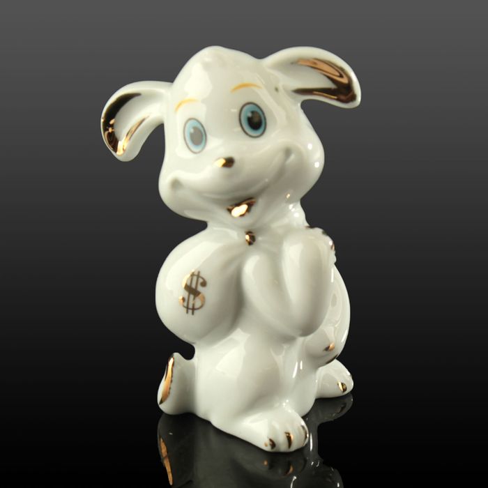 Сувенир керамика "Щеночек с мешком денег" 7,3х4х5,3 см