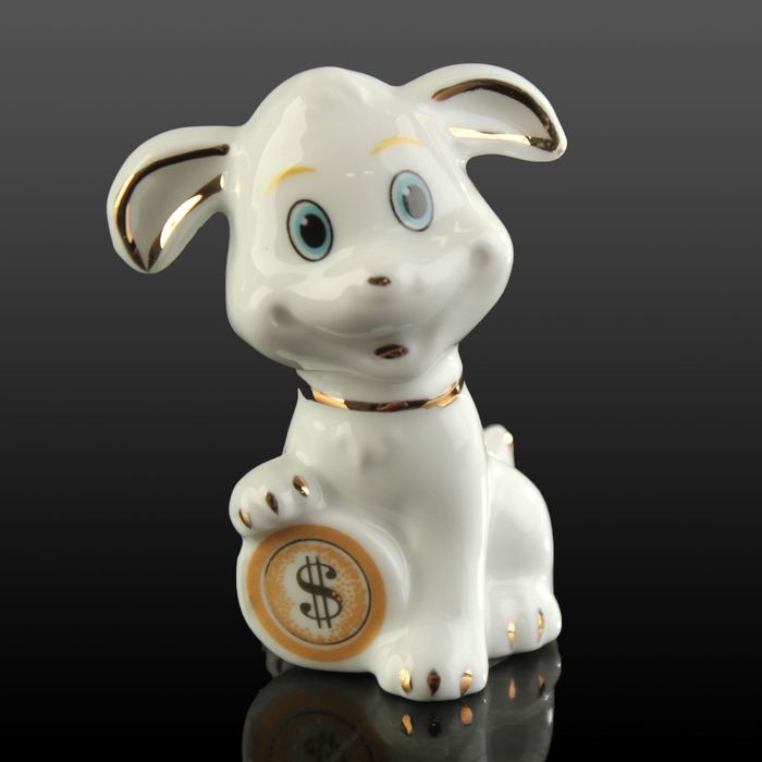 Сувенир керамика "Щеночек с монеткой" 6,5х5,3х4,5 см