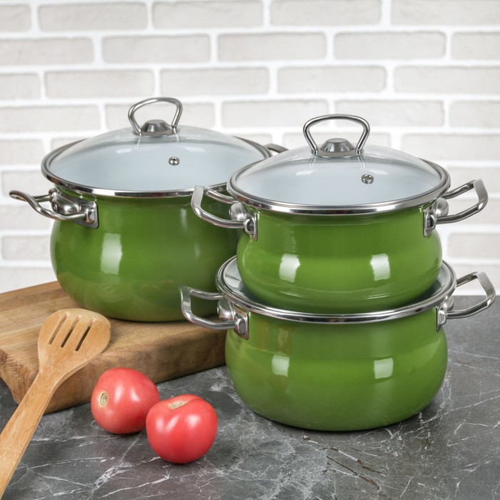 Набор кастрюль цилиндро-сферических "Вильямс", 3 шт: 1,5 л, 2,5 л, 3,5 л