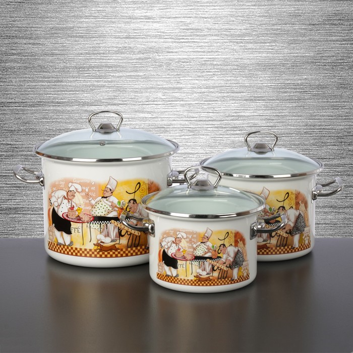 Набор кастрюль "Поварской", 3 шт: 2 л, 3 л, 5,5 л