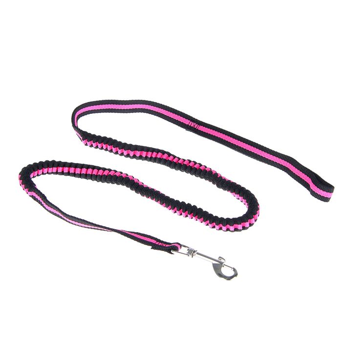 Поводок амартизирующий, 95-160 см, черно-розовый