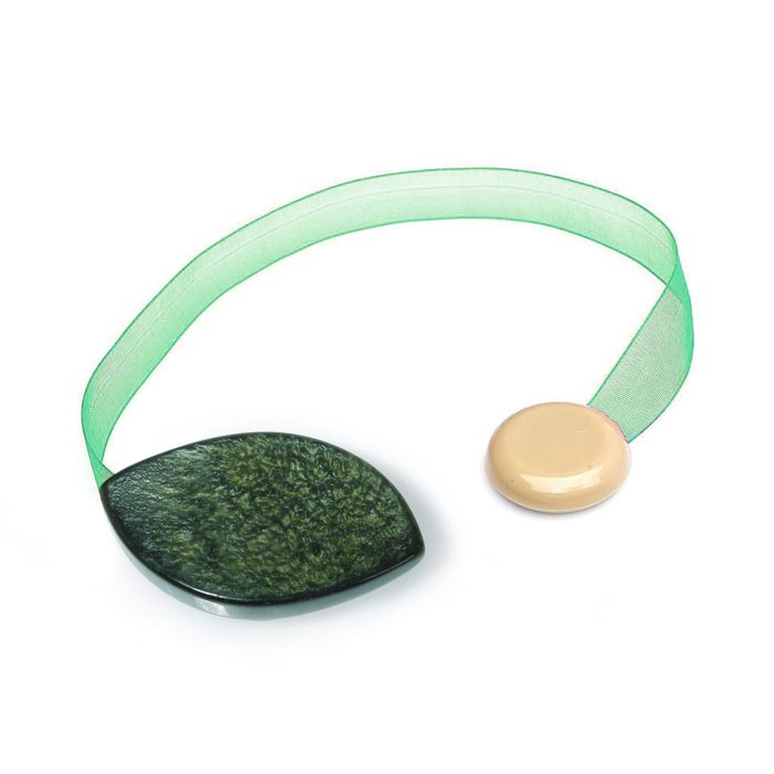 Подхват для штор на ленте "Лепесток", цвет тёмно-зелёный