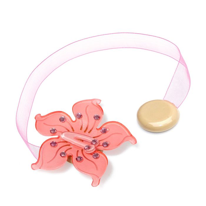 Подхват для штор на ленте "Цветок-ветерок", d=6см, цвет розовый