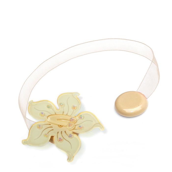 Подхват для штор на ленте "Цветок-ветерок", d=6см, цвет бежевый