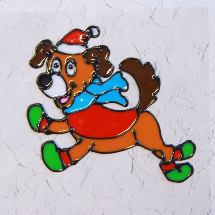 Наклейка на стекло "Веселая собачка" 10,5*11 см