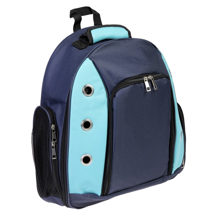 Рюкзак для переноски животных с мини-вольером, 40 х 20 х 44 см, синий