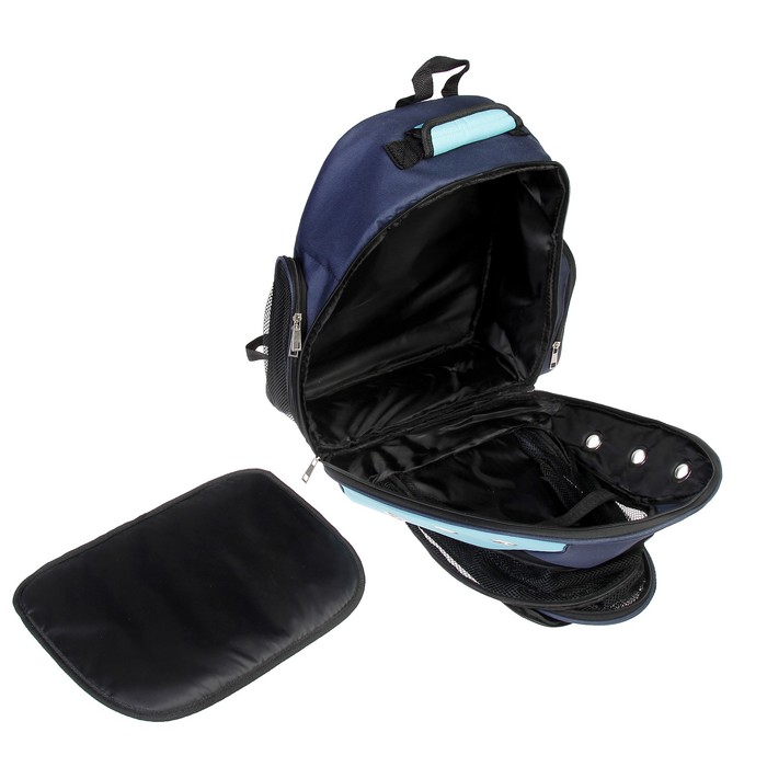 Рюкзак для переноски животных с мини-вольером, 40 х 20 х 44 см, синий