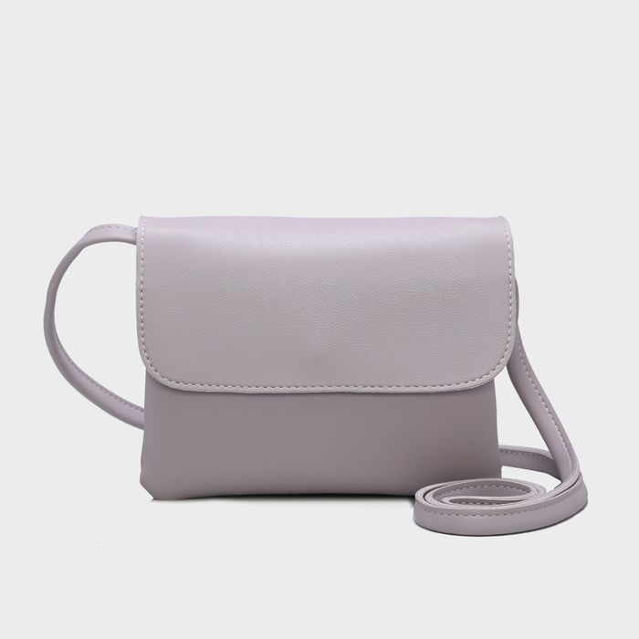 Сумка женская, 2 отдела на клапане, регулируемый ремень, цвет серый