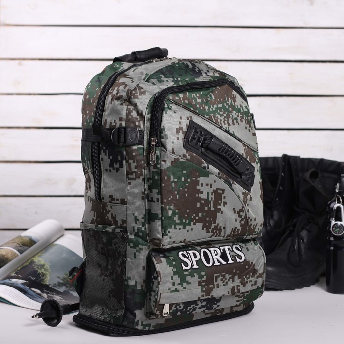 Рюкзак тур Милитари, 36*15*50см, транс, отд на молнии, 2 н/кармана, 2 бок сетки, хаки