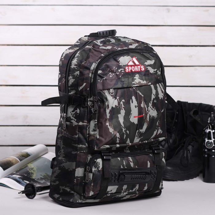 Рюкзак тур Милитари, 36*15*50см, транс, отд на молнии, 3 н/кармана, 2 бок сетки, хаки