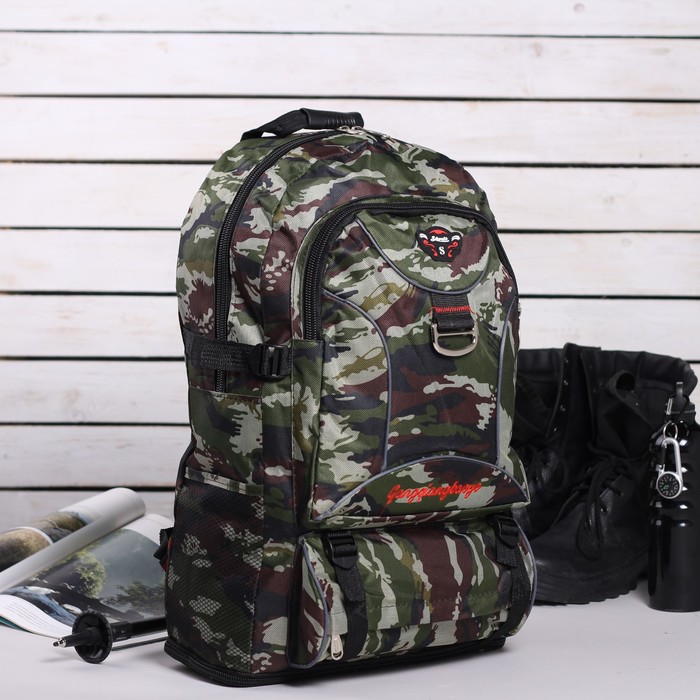 Рюкзак тур Милитари, 36*15*50см, транс, отд на молнии, 2 н/кармана, 2 бок сетки, хаки