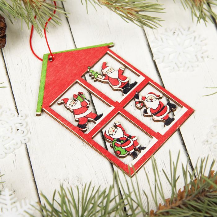 Подвеска новогодняя "Дед мороз несёт подарки"