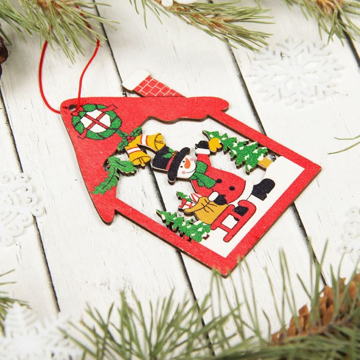 Подвеска новогодняя "Снеговик с подарками"