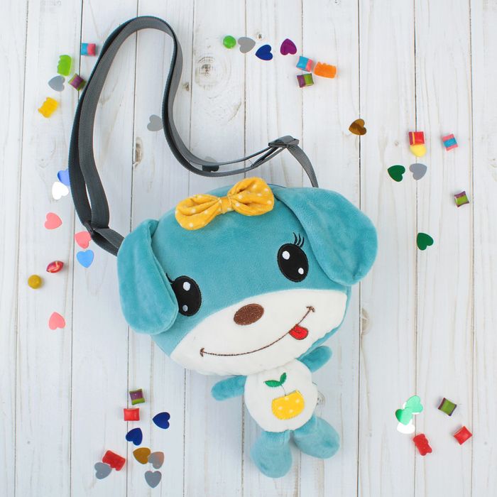 Сумочка "Собачка" голубой цвет, бантик на головке