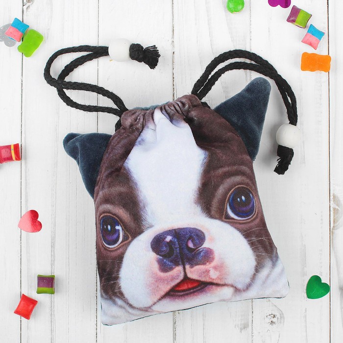Сумочка "Песик" темный носик, на завязках