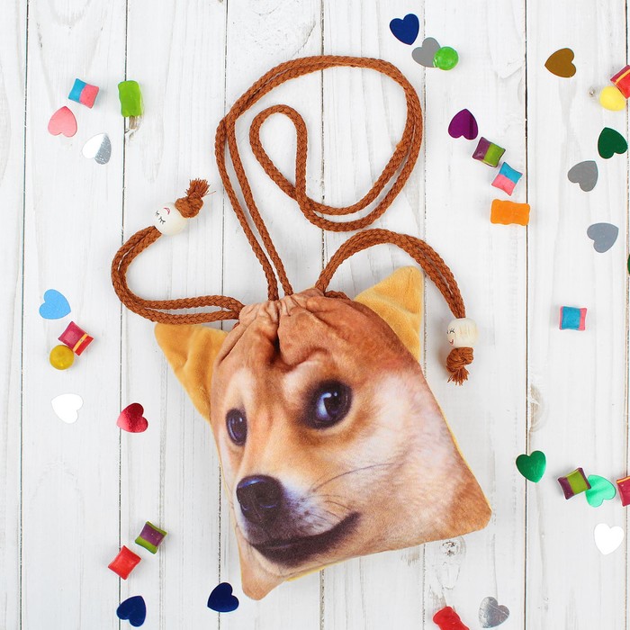 Сумочка "Собачка" черный носик, на завязках