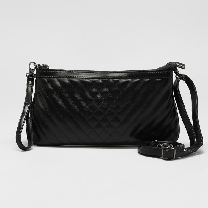 Клатч женский, отдел на молнии, наружный карман, с ручкой, регулируемый ремень, цвет чёрный