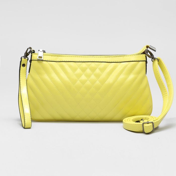 Клатч женский, отдел на молнии, наружный карман, с ручкой, регулируемый ремень, цвет жёлтый