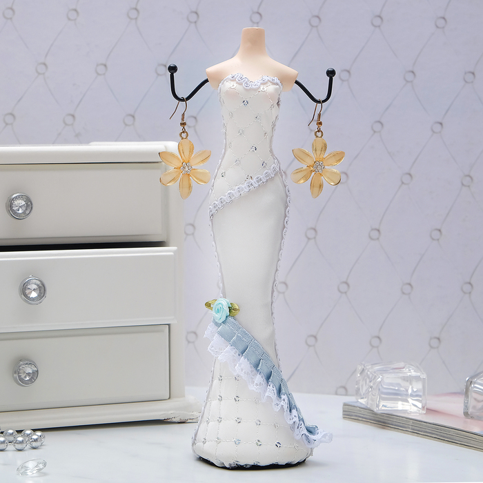 Подставка для украшений "Силуэт девушки в платье" h28, цвет белый