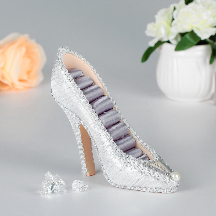 Подставка под кольца "Туфелька" 5*14*13, цвет серебряный