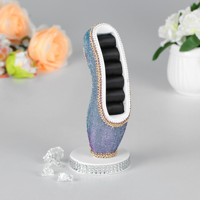 Подставка под кольца "Пуант" 6,5*6,5*16, цвет серебристо-чёрный