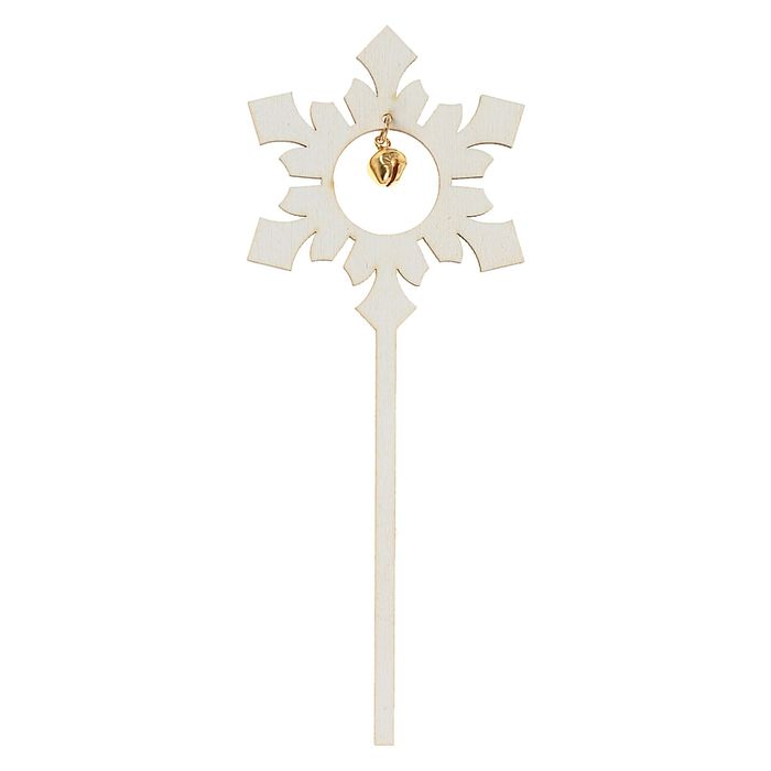 Топпер "Снежинка с бубенчиком" белый