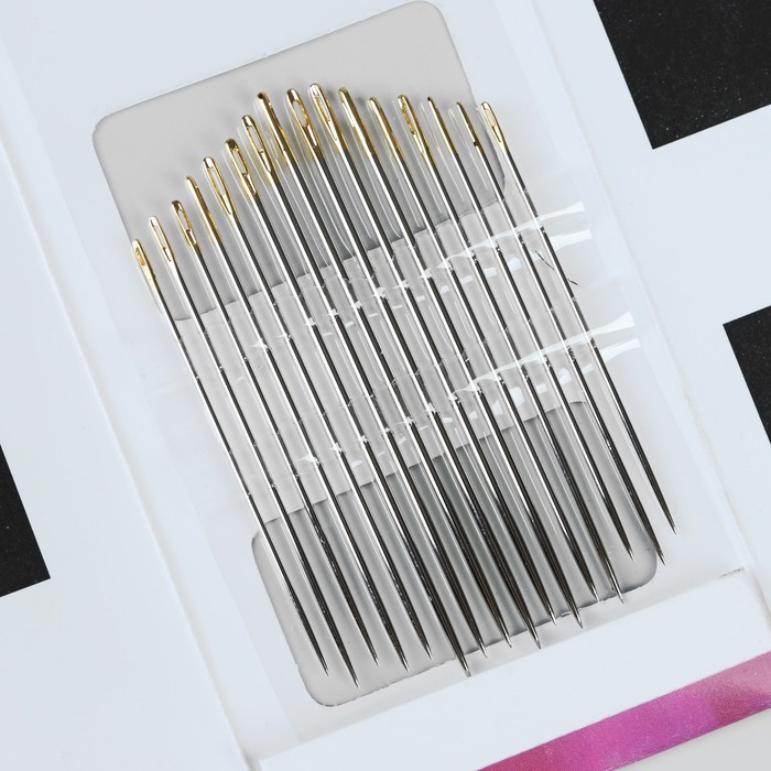 Иглы швейные, особо острые, с золотым ушком, №1-5, 16шт