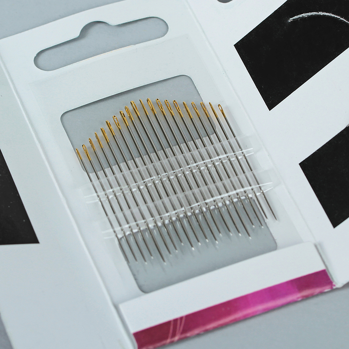 Иглы швейные, особо острые, с золотым ушком, №5-10, 20шт