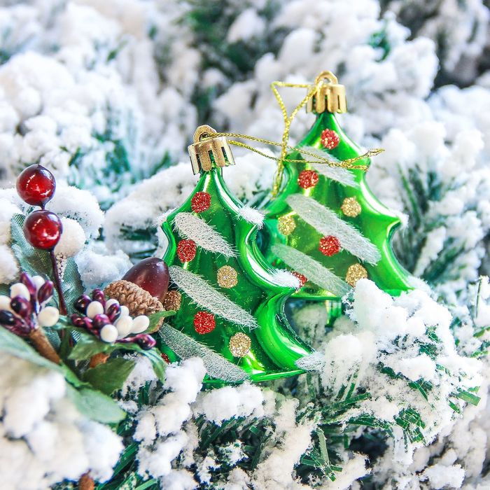 Украшение ёлочное "Ёлки полосатые" 6*6,5 см (набор 6 шт) микс