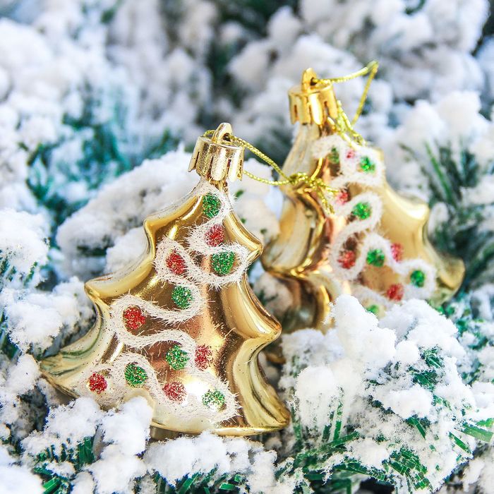 Украшение ёлочное "Ёлки узорные" 6*6,5 см (набор 6 шт) микс