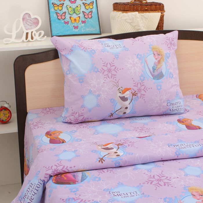 Постельное бельё 1,5 сп "Следуй за мечтой", Холодное сердце, 143х215 см, 150х214 см, 50х70 см -1 шт, 100% хлопок, поплин, 125 г/м2
