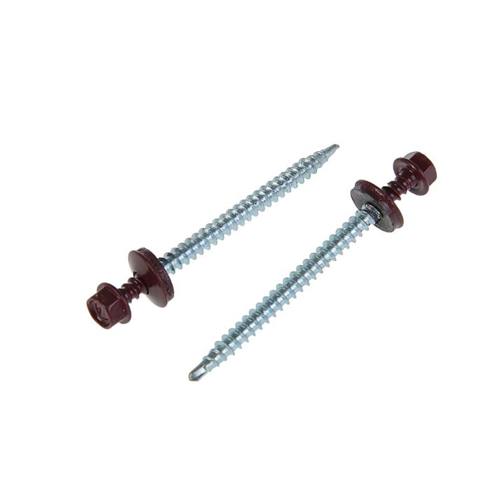 Саморезы кровельные TUNDRA krep, 4.8х70 мм, сверло, цвет винно-красный RAL 3005, 60 шт.