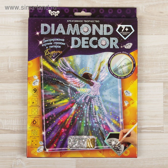 фото Набор для создания мозаики "балерина" diamond decor, планшетка без рамки danko toys